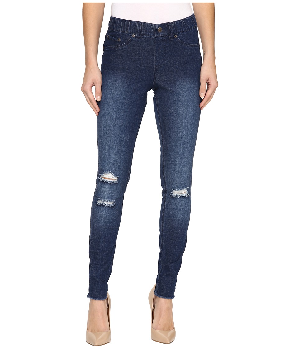 HUE Ripped Knee Denim Leggings (Ink Wash) Women