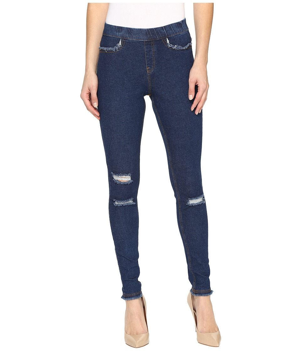 HUE Ripped Curvy Fit Denim Leggings (Ink Wash) Women