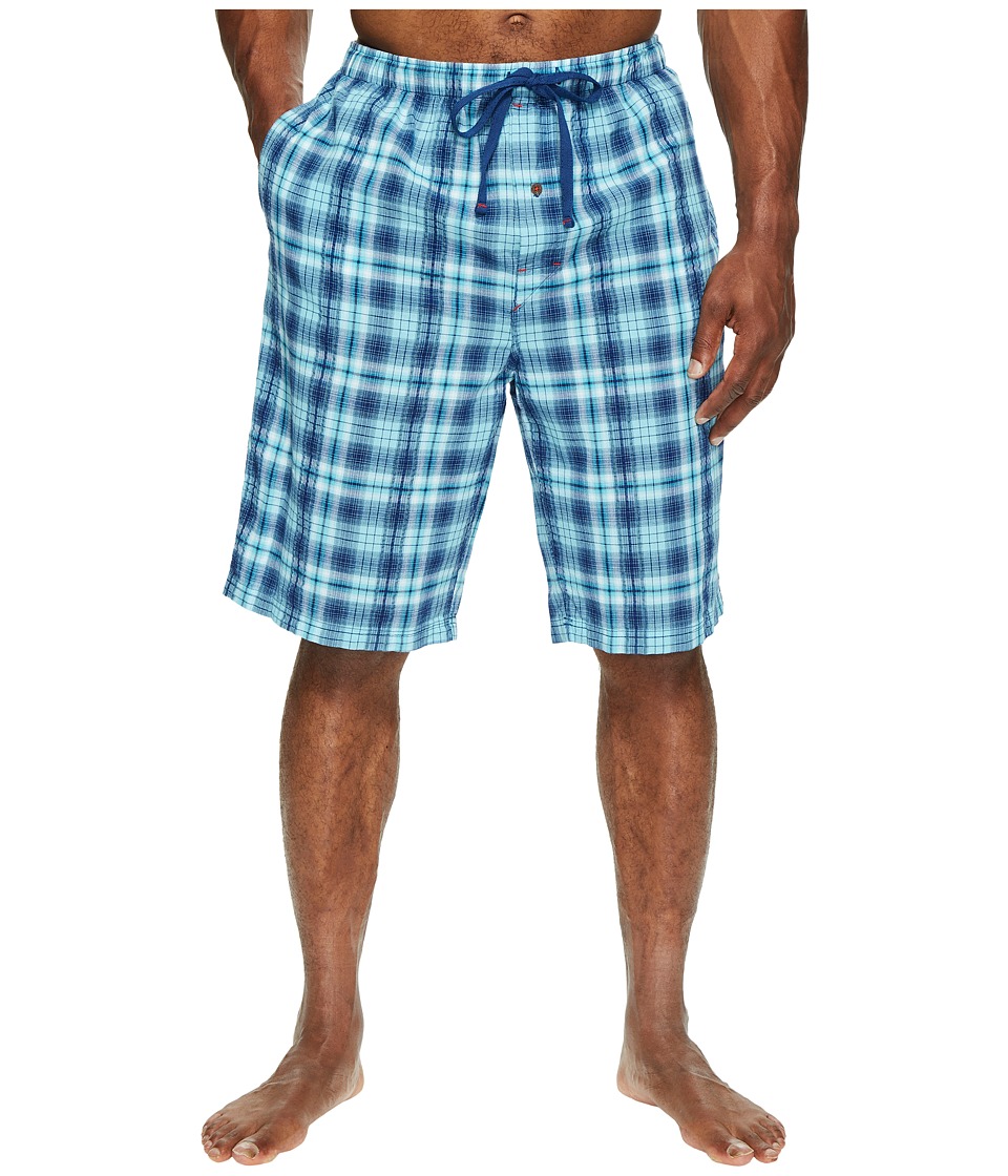 Tommy Bahama Big Tall Woven Seersucker Jam Shorts (Blue Plaid) Men