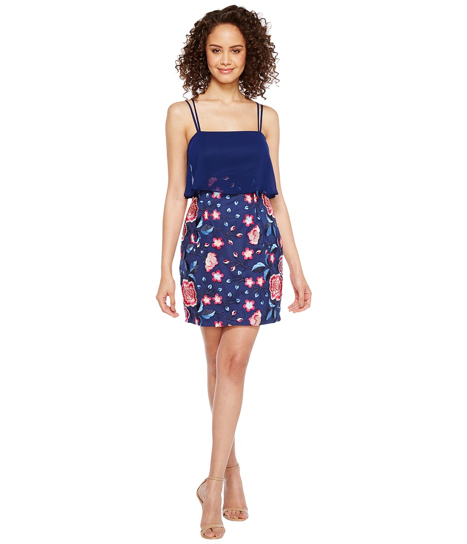 Aidan Mattox Chiffon and Embroidered Popover with Skirt (Blue Multi) Women