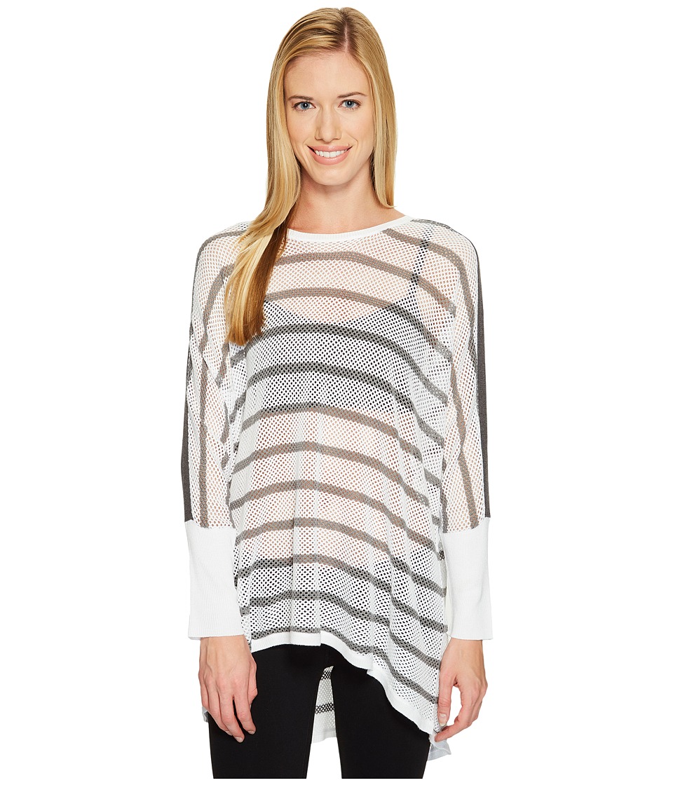 Blanc Noir Stripe Drape Sweater (White/Heather Grey) Women