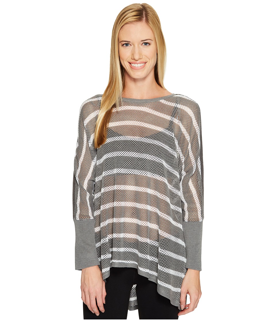 Blanc Noir Stripe Drape Sweater (Light Grey Heather/White) Women