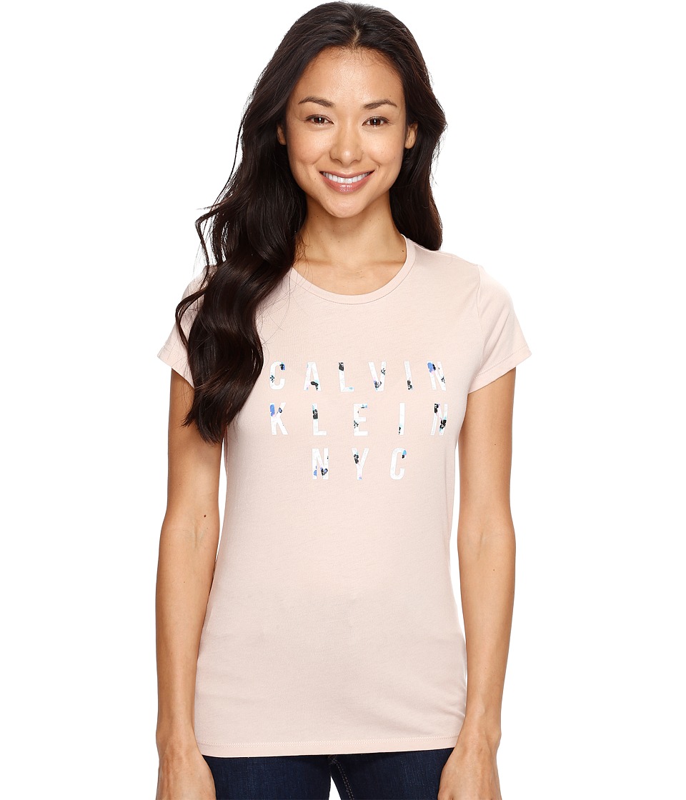 Calvin Klein Jeans Printed HD Iconic Logo Tee (Rose Dust) Women