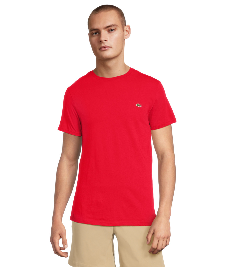 Lacoste Short Sleeve Pima Crew Neck Tee (Red) Men