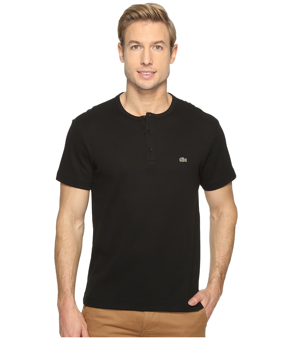 Lacoste Double Face Cotton Henley (Black) Men