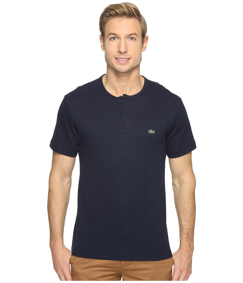 Lacoste Double Face Cotton Henley (Navy Blue) Men