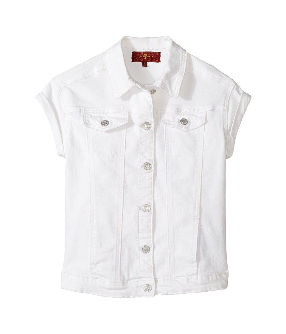 7 For All Mankind Kids Short Sleeve Denim Jacket (Big Kids) (Clean White) Girl