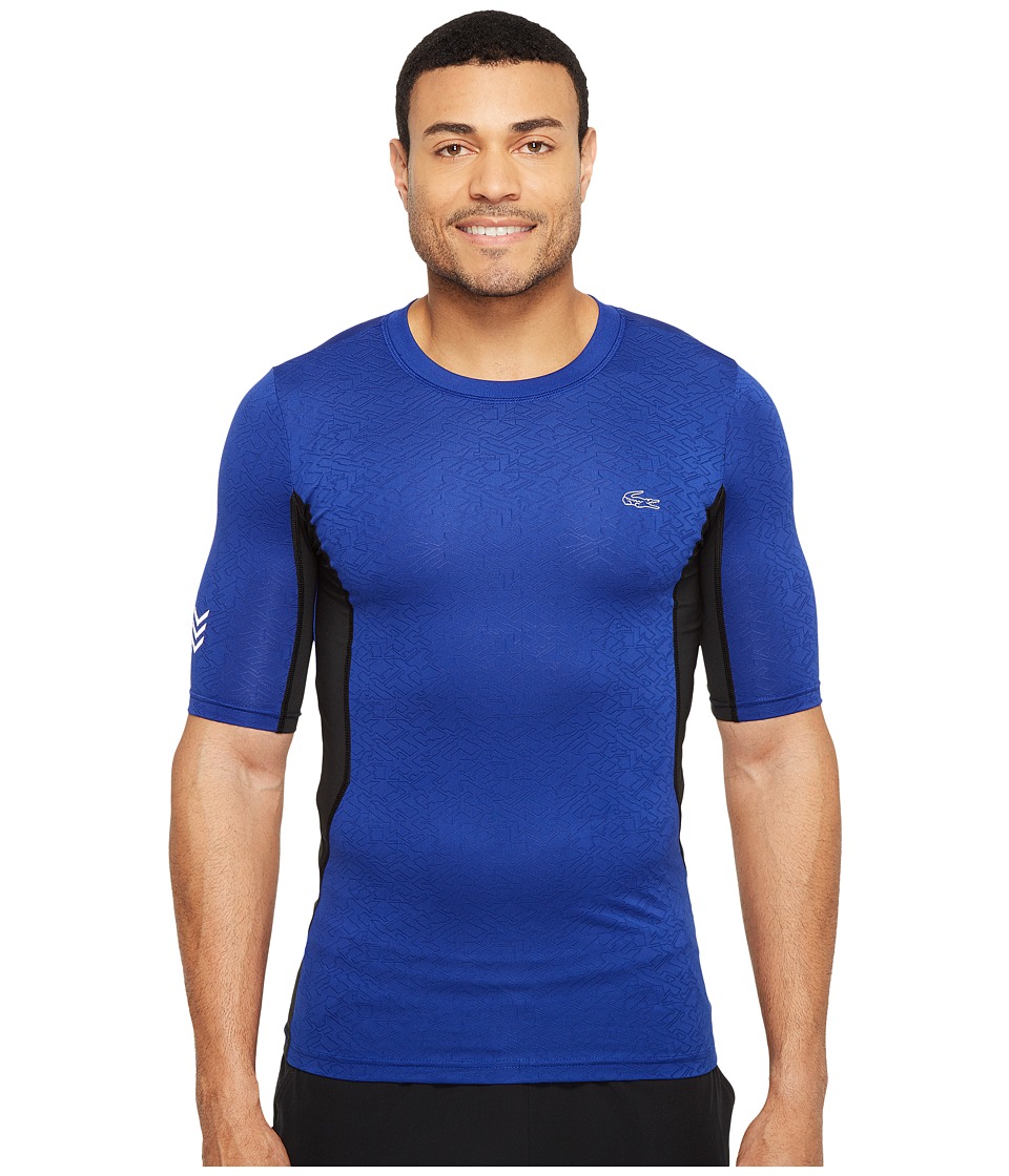 Lacoste Performance Compression Tee (France/Black/Fluo Green) Men