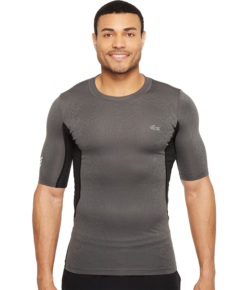 Lacoste Performance Compression Tee (Black/Charcoal Grey/France) Men