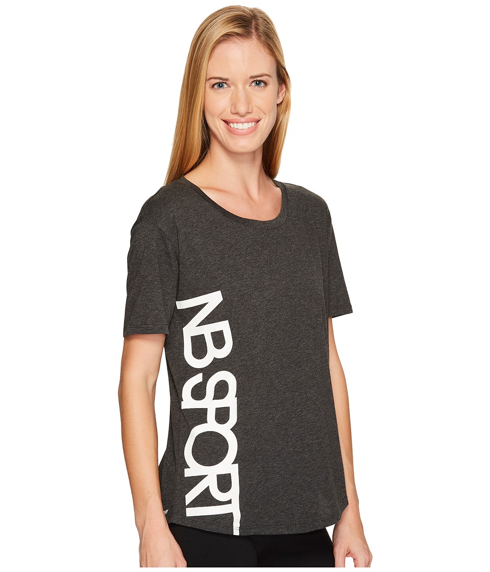 New Balance Heather Tech Graphic Tee (Black/White) Women