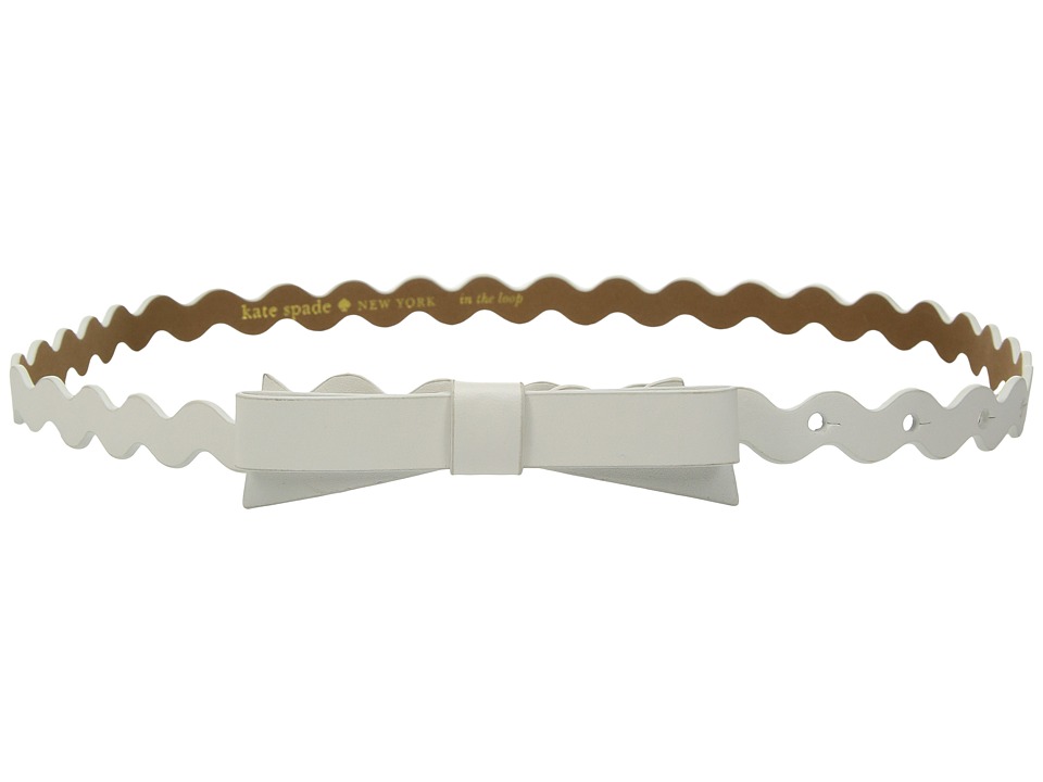 Kate Spade New York 5/8 Leather Cut Rick Rack Calf Classic Bow Belt (Fresh White) Women