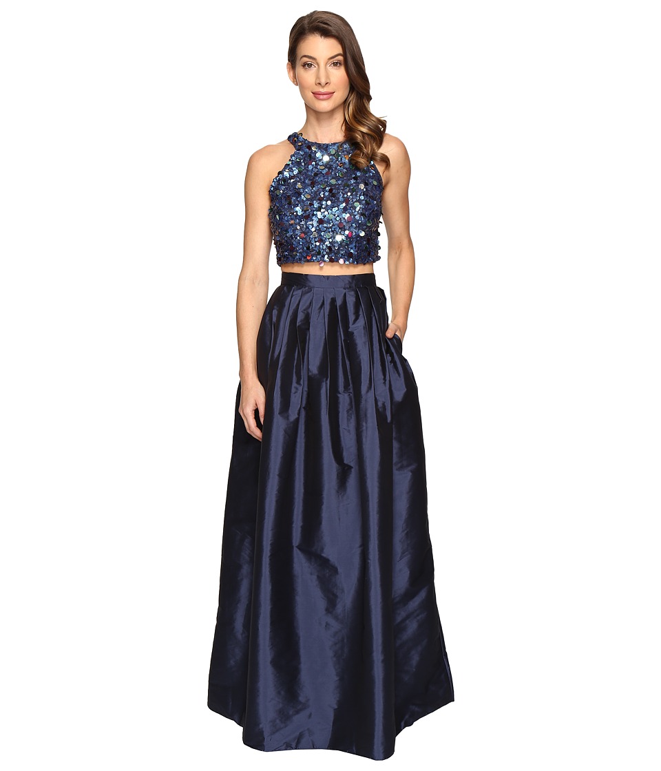 Adrianna Papell Beaded Crop Dress (Twilight) Women