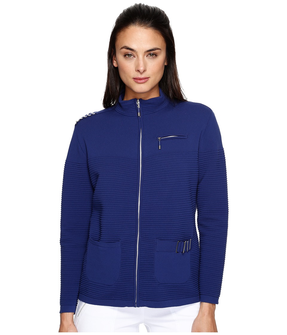 Jamie Sadock Zip Front Sweater (Terra Blues) Women