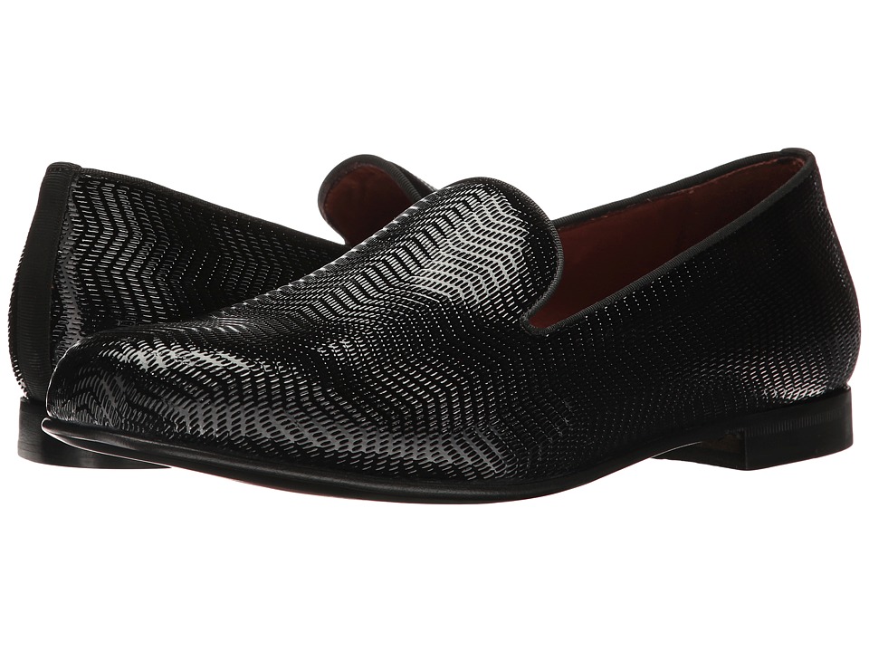 Massimo Matteo Textured Parent Slip-On (Black Patent) Men