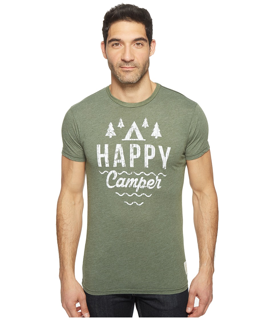 The Original Retro Brand Short Sleeve Heathered Happy Camper Tee (Heather Forest) Men