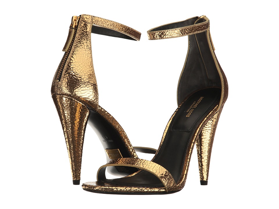 Michael Kors Ramsey (Black Gold Cracked Metallic Leather) High Heels