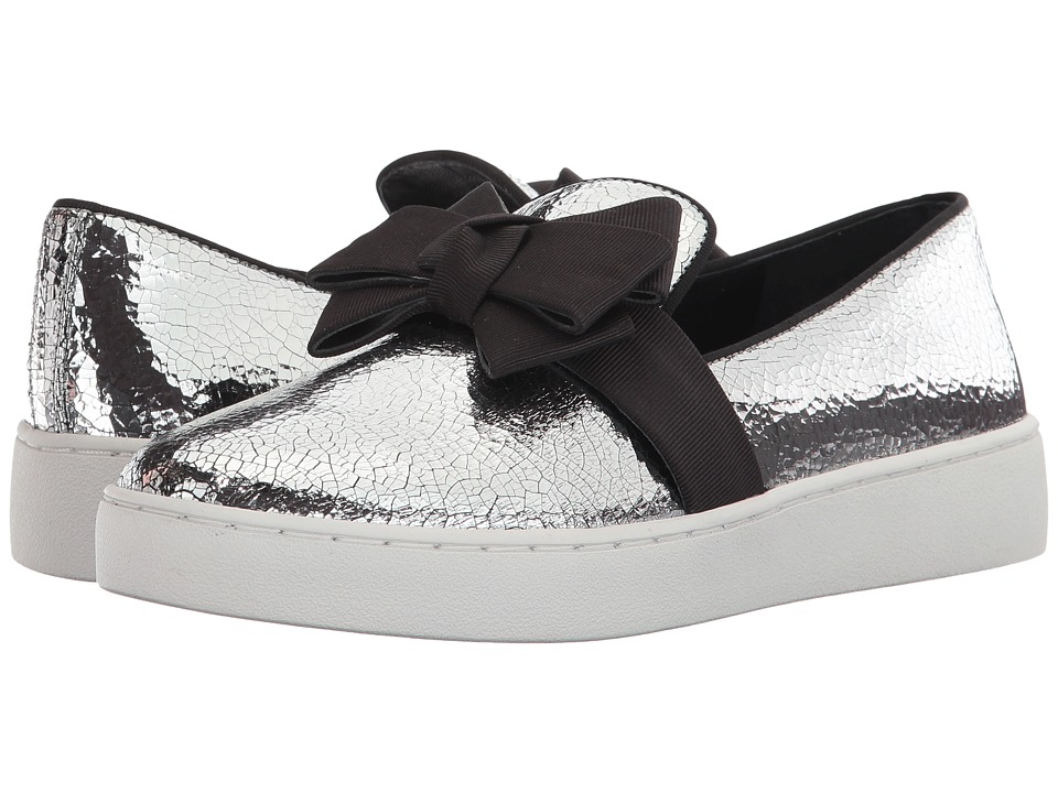 Michael Kors Val (Silver Cracked Metallic Leather/Grosgrain) Women