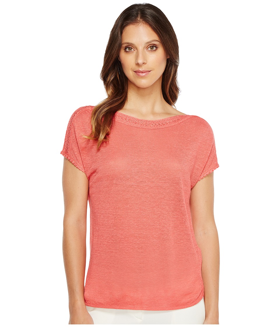 NIC+ZOE Crochet Trim Tee (Coral Crush) Women