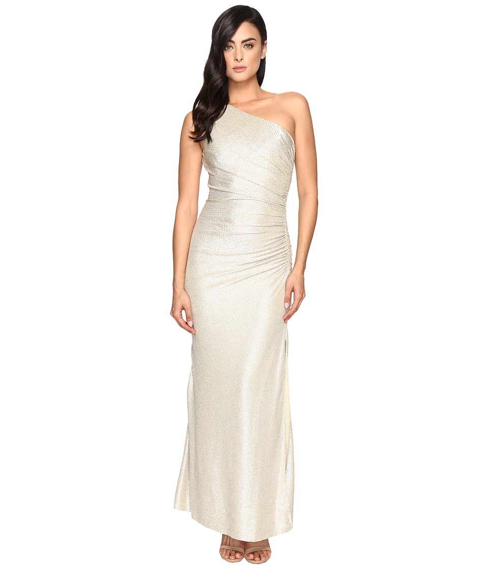 Laundry by Shelli Segal One Shoulder Foil Gown (Gold/Silver) Women