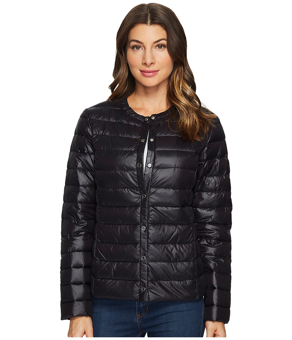LAUREN Ralph Lauren Collarless Down Snap Front (Black) Women