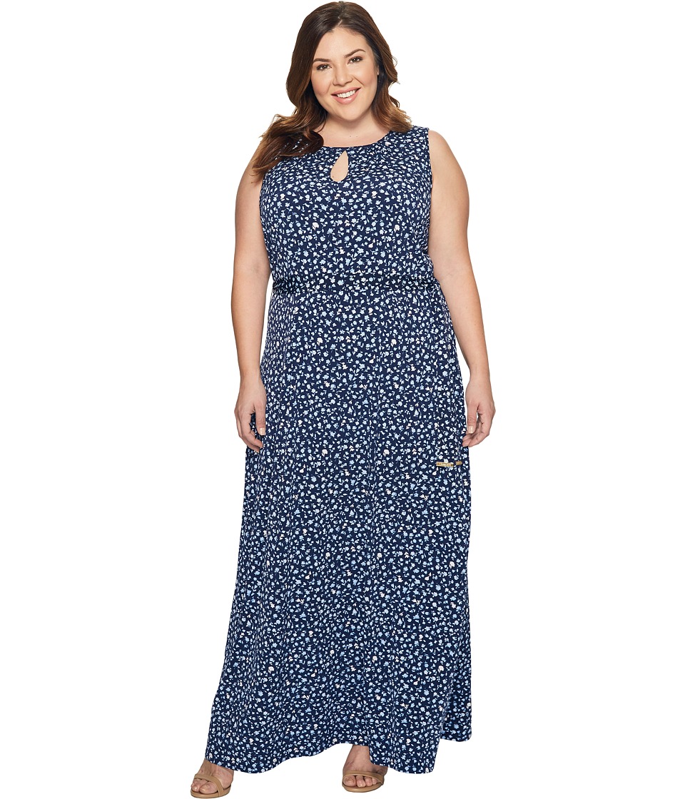 MICHAEL Michael Kors Plus Size Clara Print Belted Maxi (Cloud) Women