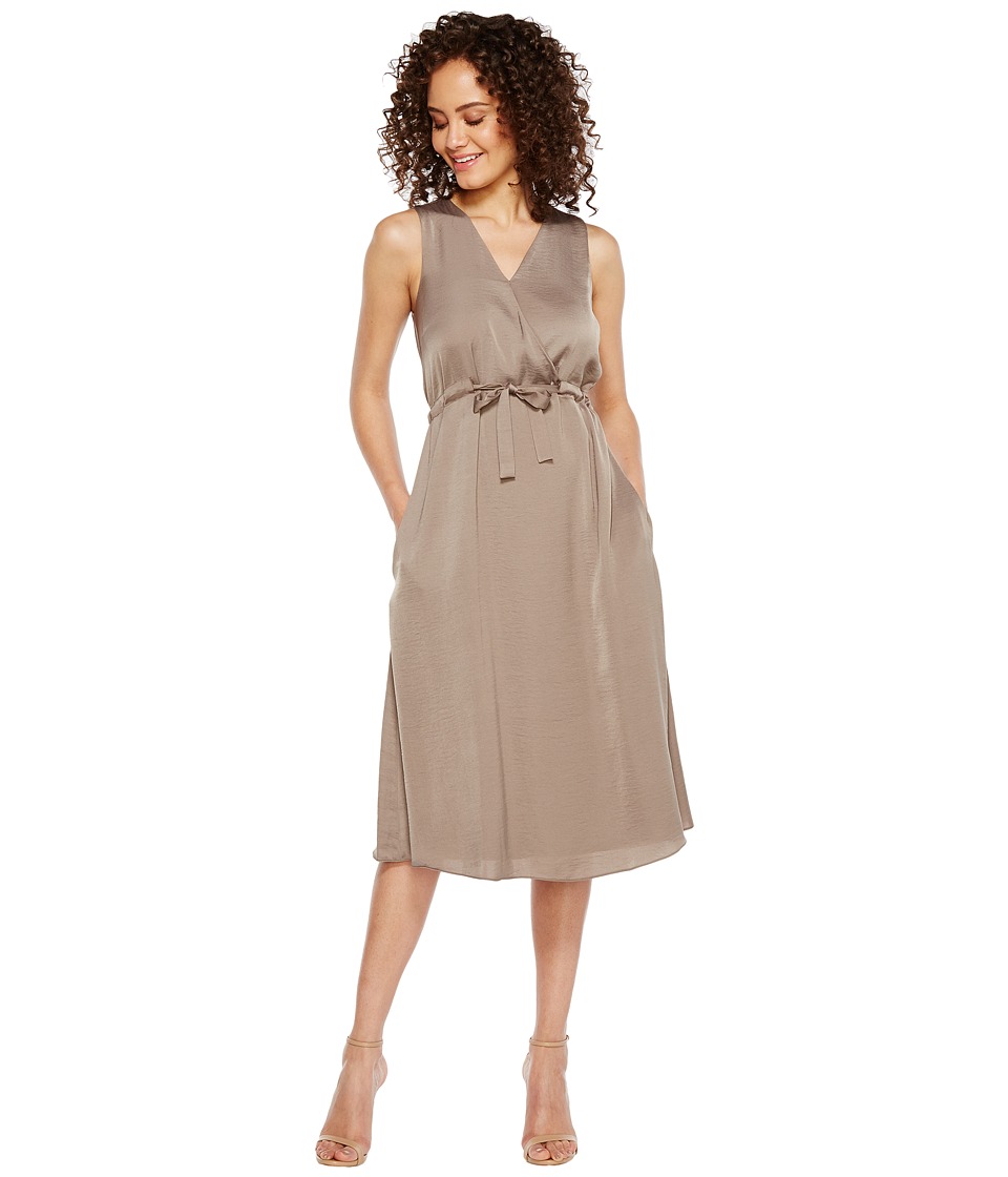 Ellen Tracy Front Tie Wrap Dress (Seagrass) Women