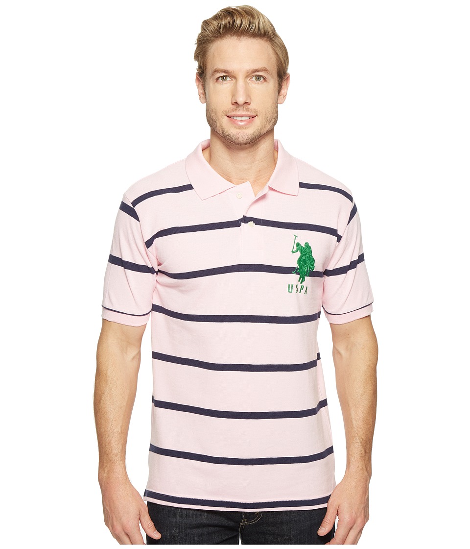 U.S. POLO ASSN. 2 Color Narrow Stripe Polo (Pink Lemonade) Men