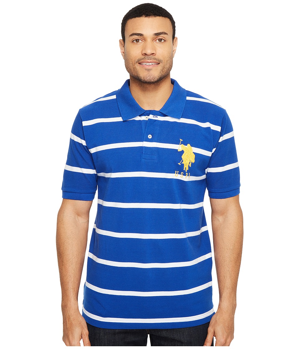 U.S. POLO ASSN. 2 Color Narrow Stripe Polo (Cobalt Blue/White 1) Men