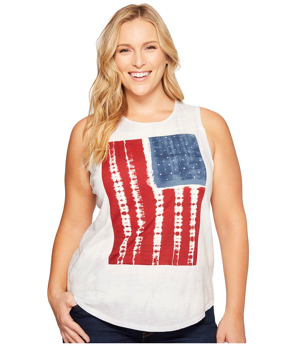 Lucky Brand Plus Size Tie-Dye Flag Tee (Grey Multi) Women