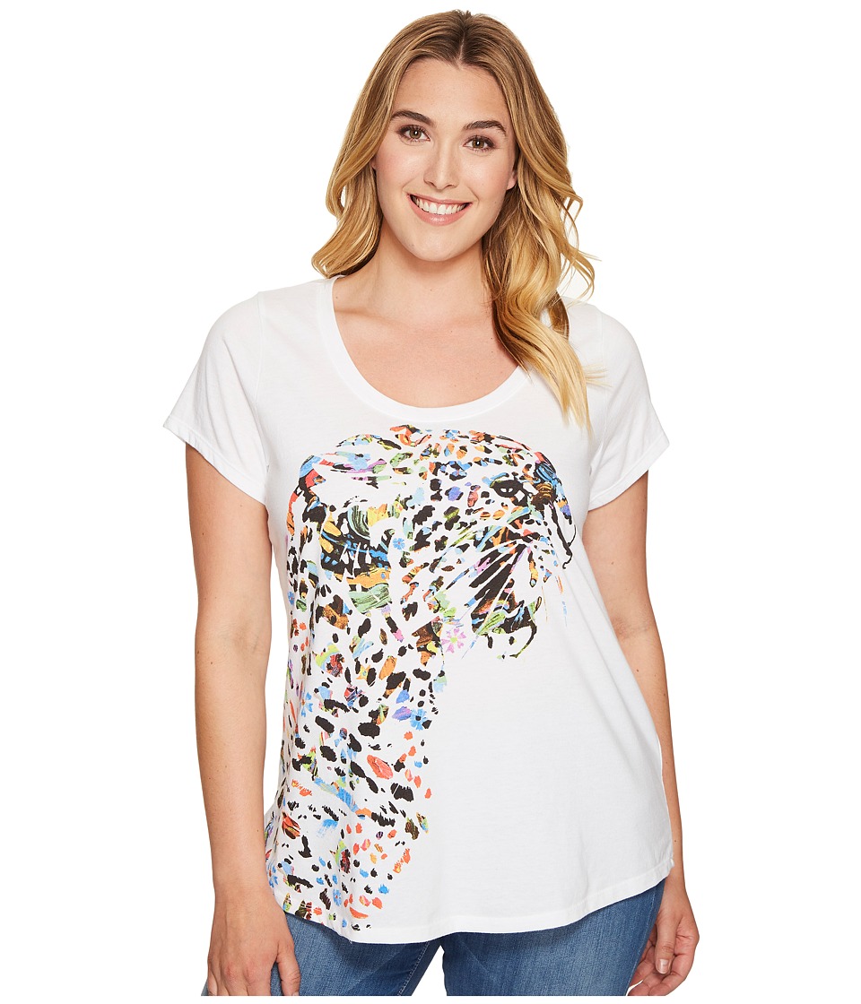 Lucky Brand Plus Size Cheetah Tee (Lucky White) Women