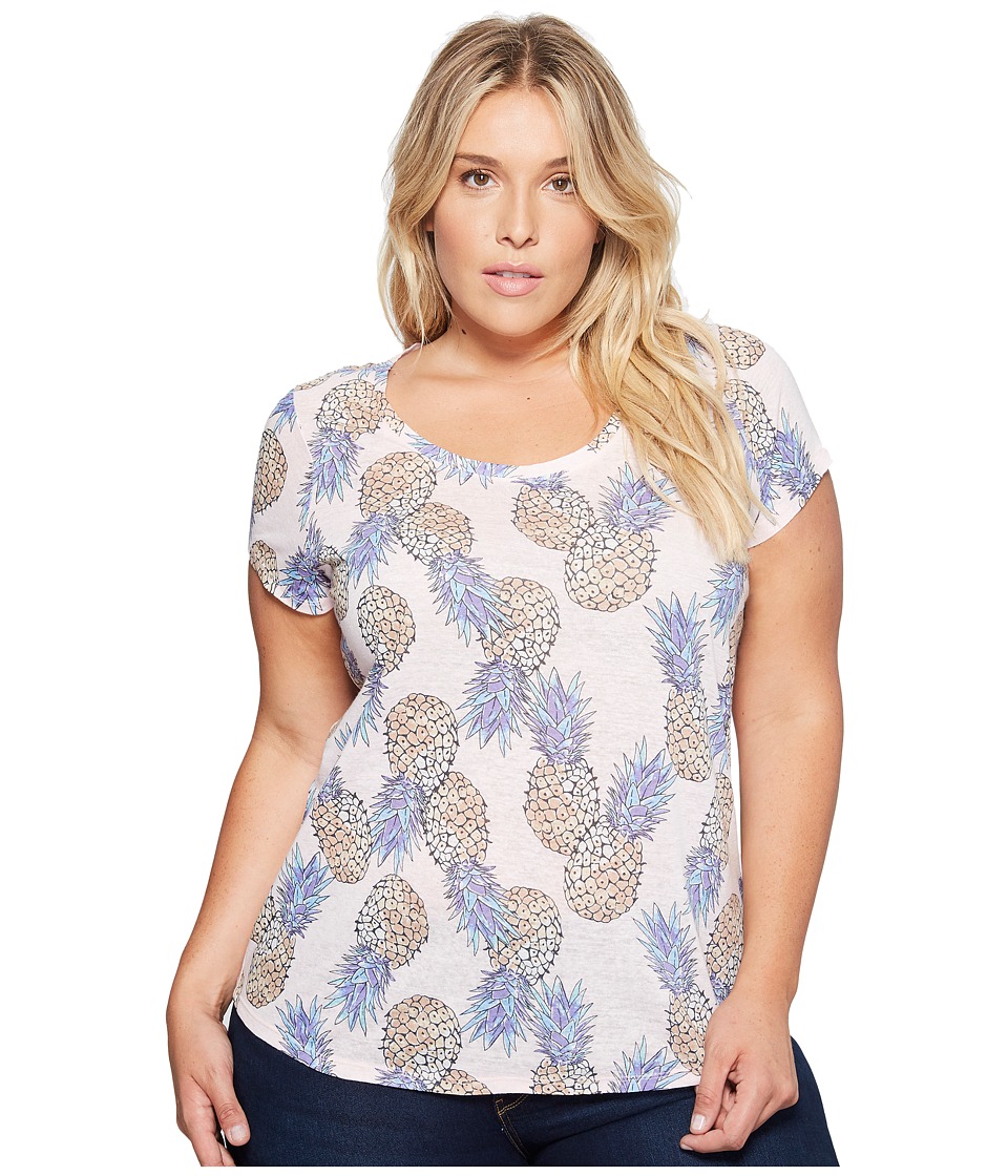 Lucky Brand Plus Size All Over Pineapple Tee (Pink Multi) Women