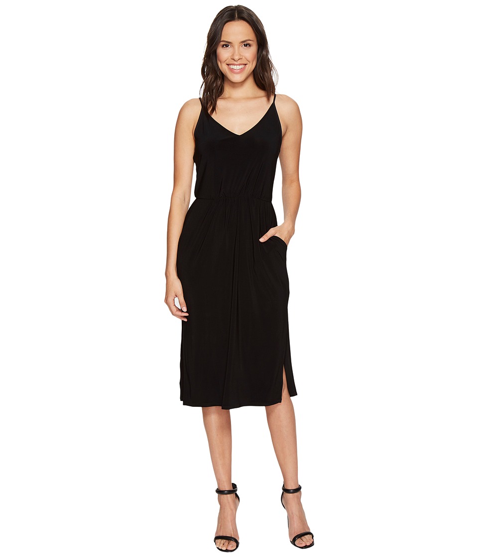 1.STATE Spaghetti Strap V-Neck Dress (Rich Black) Women