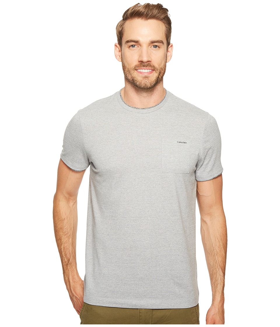 Calvin Klein Faux Double Layer Crew Neck T-Shirt (Silver Steel Heather) Men