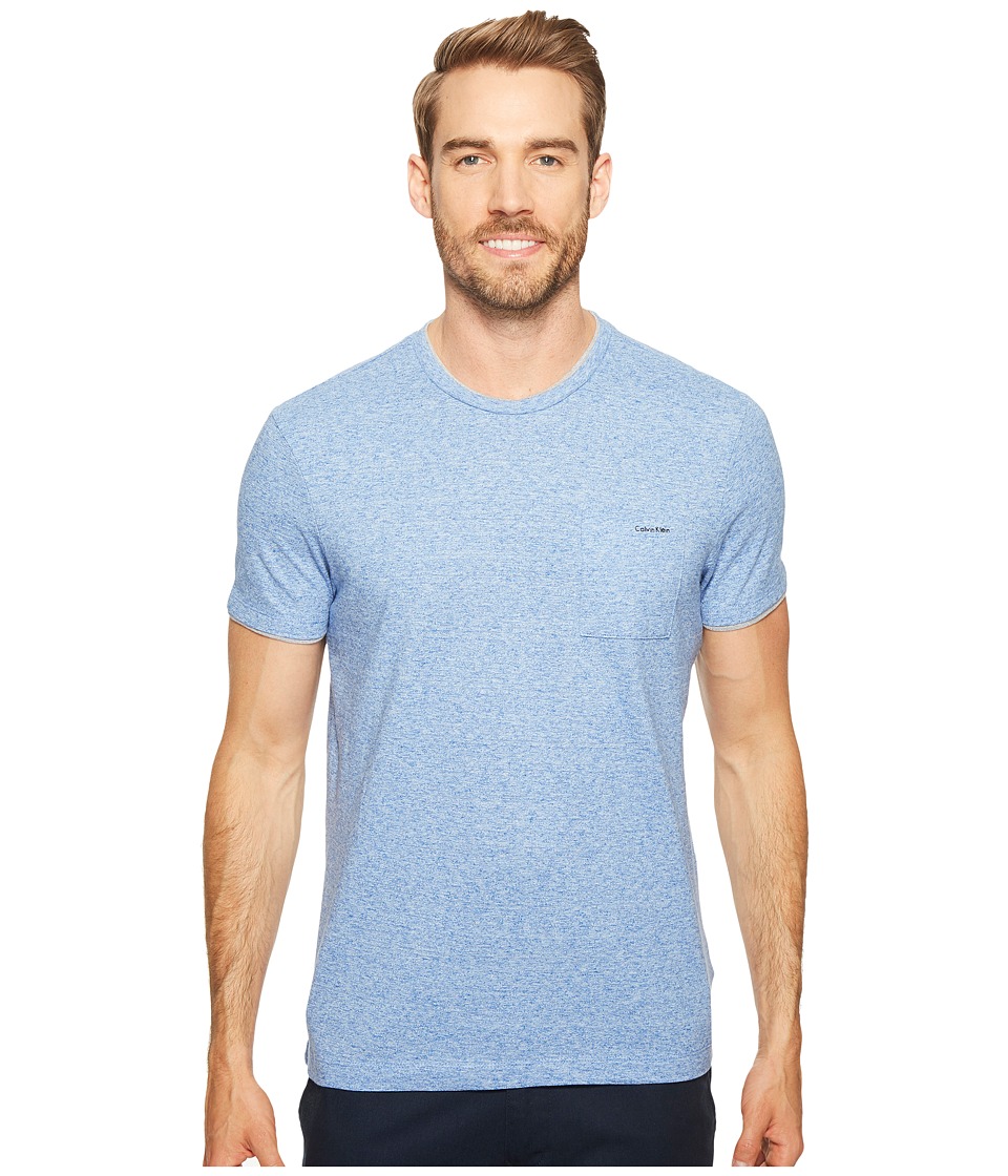 Calvin Klein Faux Double Layer Crew Neck T-Shirt (Indigo Sky Heather) Men
