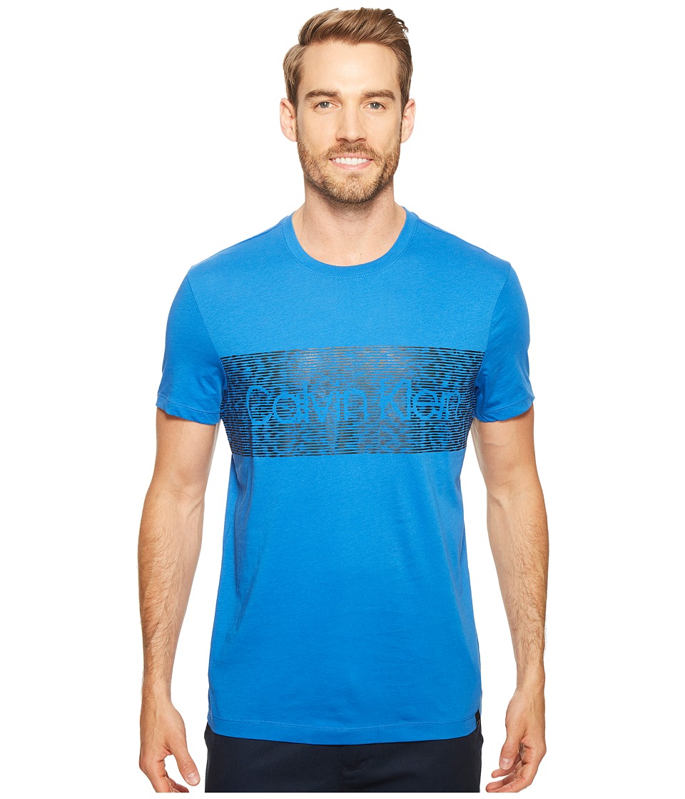 Calvin Klein Dash Logo Crew Neck T-Shirt (Strong Blue) Men