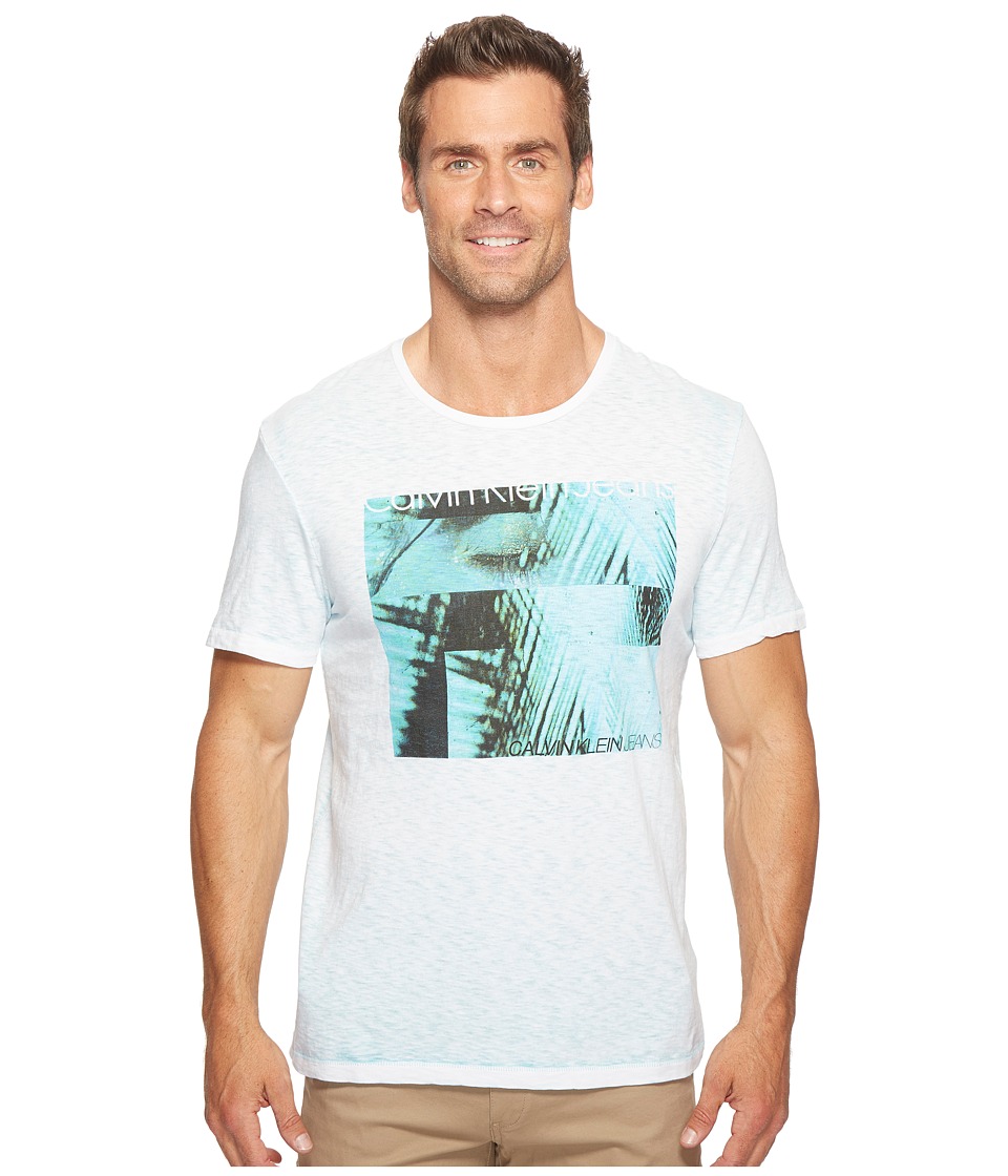 Calvin Klein Jeans Palm Eyes Crew Neck T-Shirt (White Wash) Men