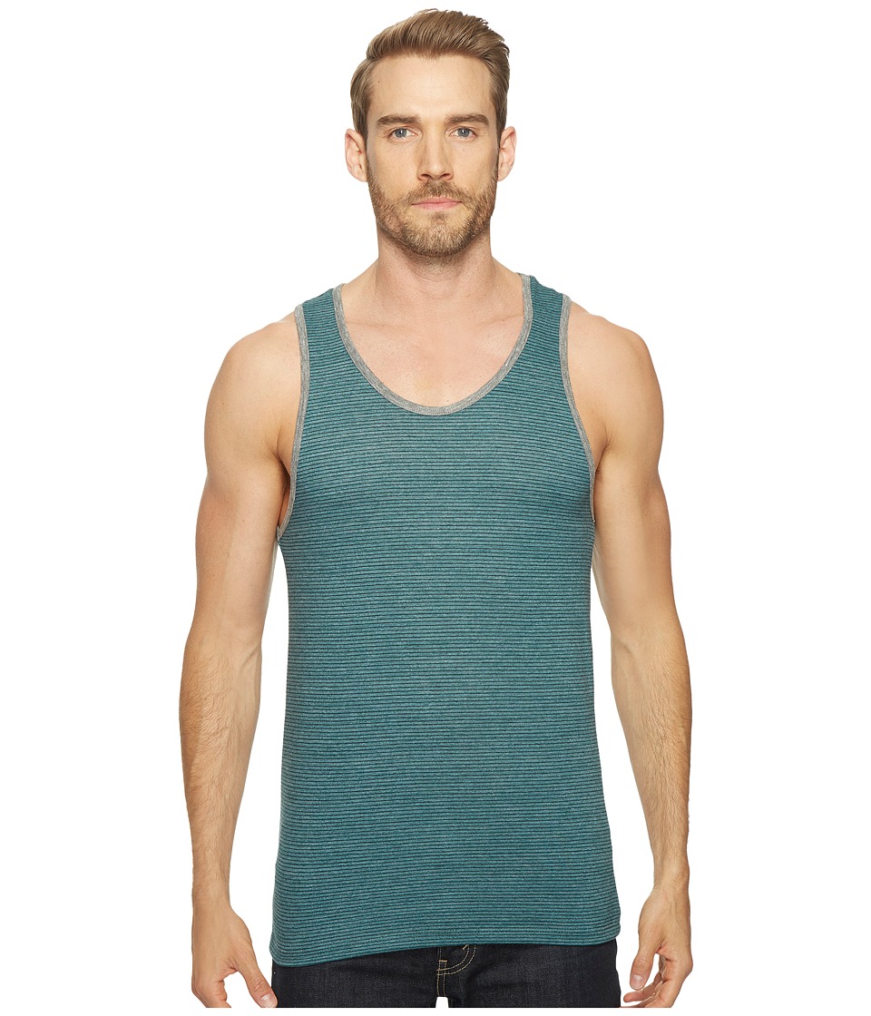 Alternative Eco Jersey Yarn-Dye Stripe Marine Tank Top (Coastal Teal Overdye Seaside Stripe) Men