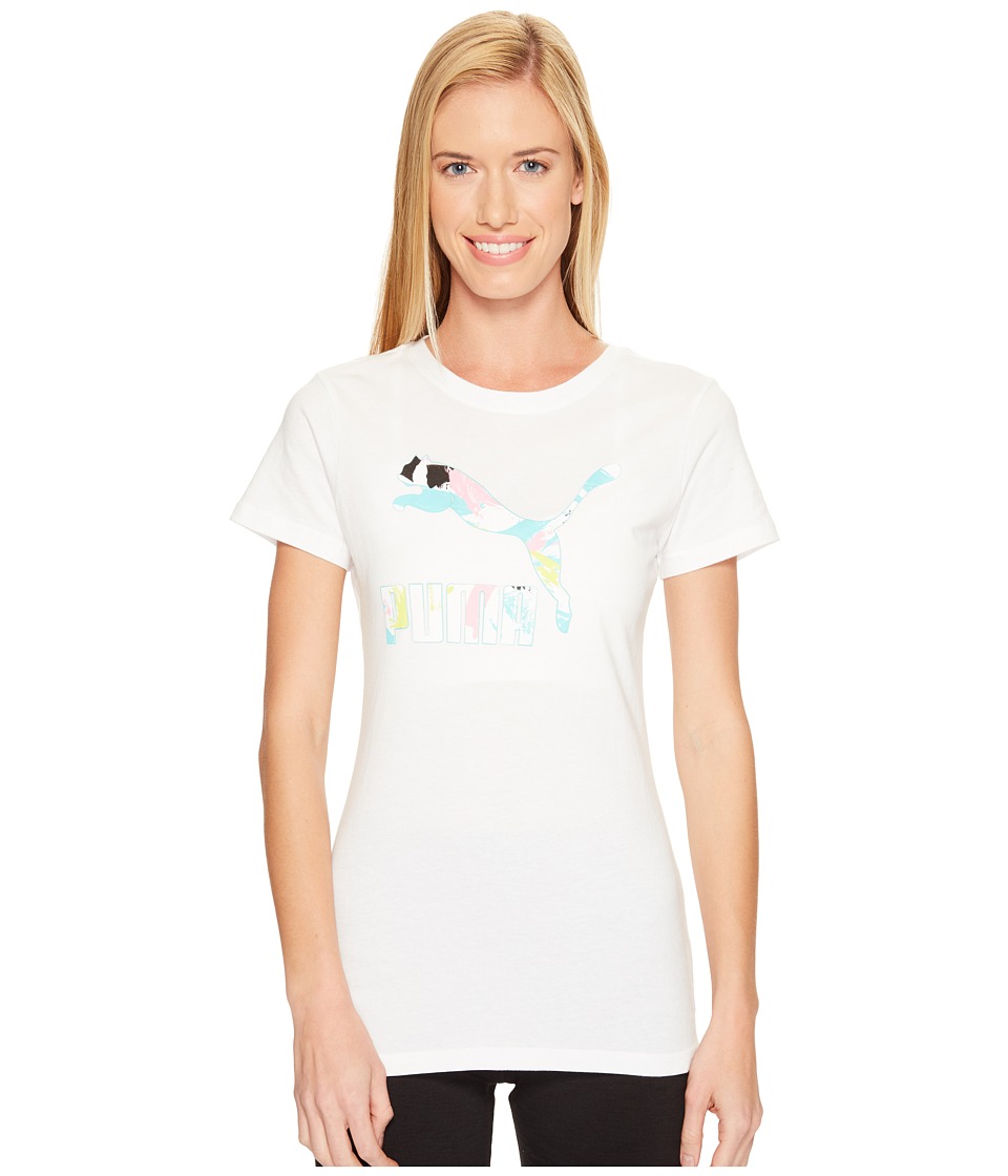 PUMA Archive Logo Fill Tee (Puma White/Aruba Blue) Women