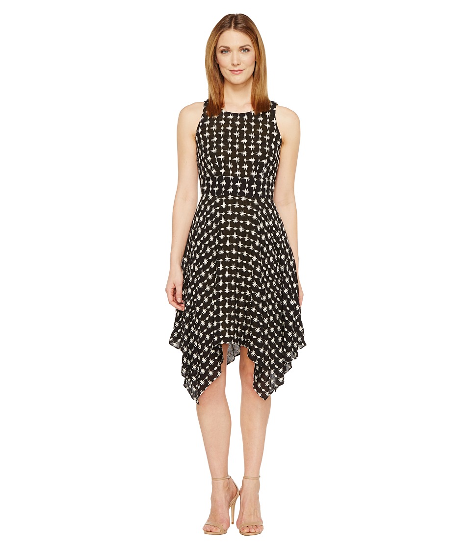 Tahari by ASL Hankerchief Hem Dress (Black/Ivory) Women