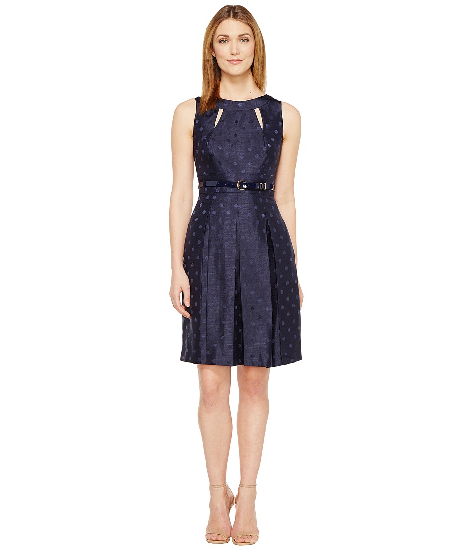 Tahari by ASL Dotted Fit Flare (Navy) Women