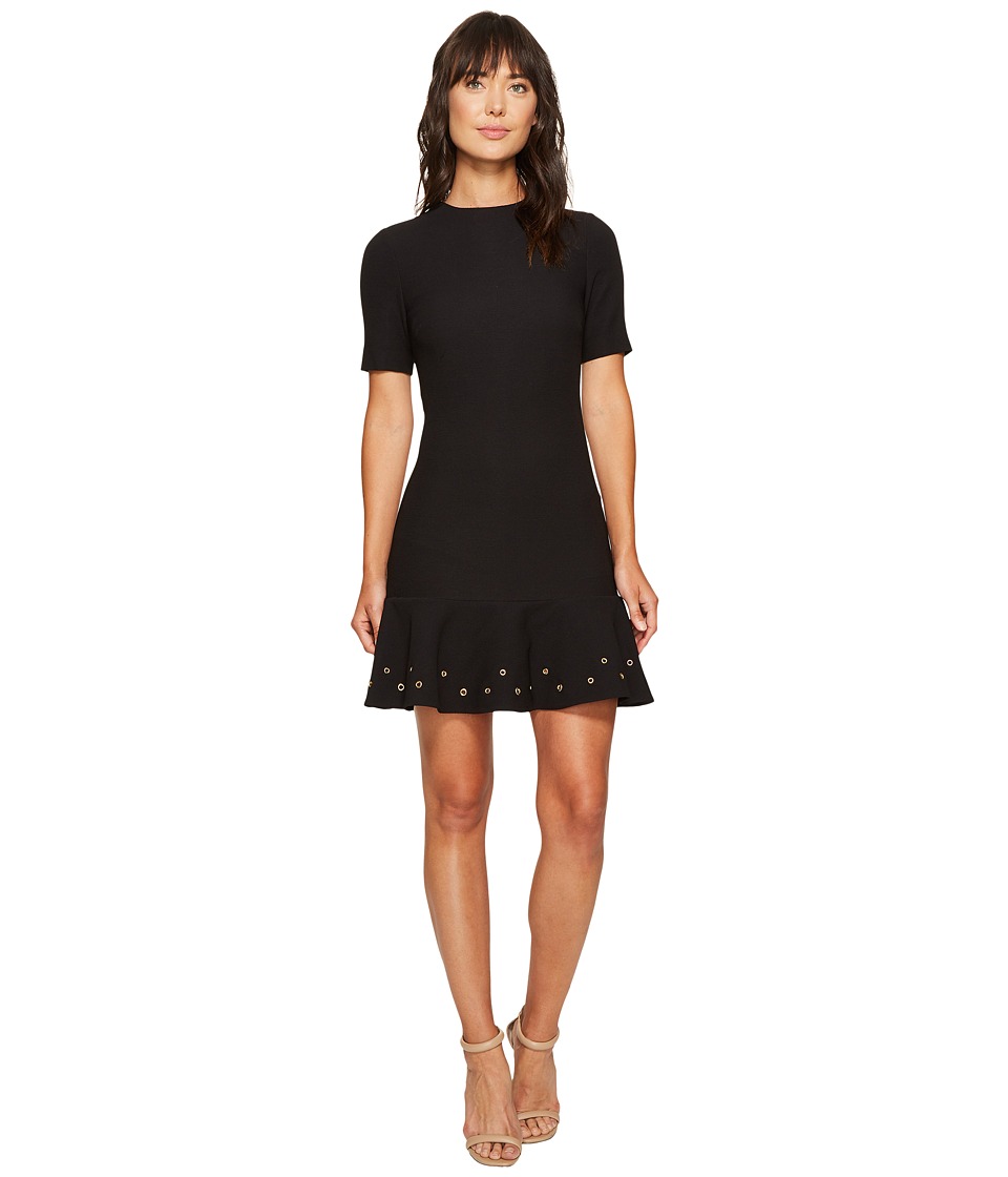 Tahari by ASL Knit Dress with Flounce Hem and Grommets (Black) Women