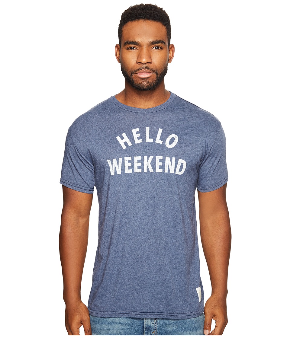 The Original Retro Brand Hello Weekend Short Sleeve Heather T-Shirt (Heather Navy) Men