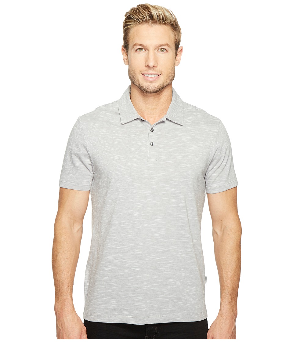 Perry Ellis Solid Slub Stripe Three-Button Polo Shirt (Alloy) Men