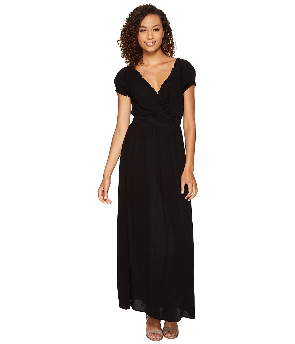 ROMEO & JULIET COUTURE Short Sleeve Sold Color Maxi Dress (Black) Women