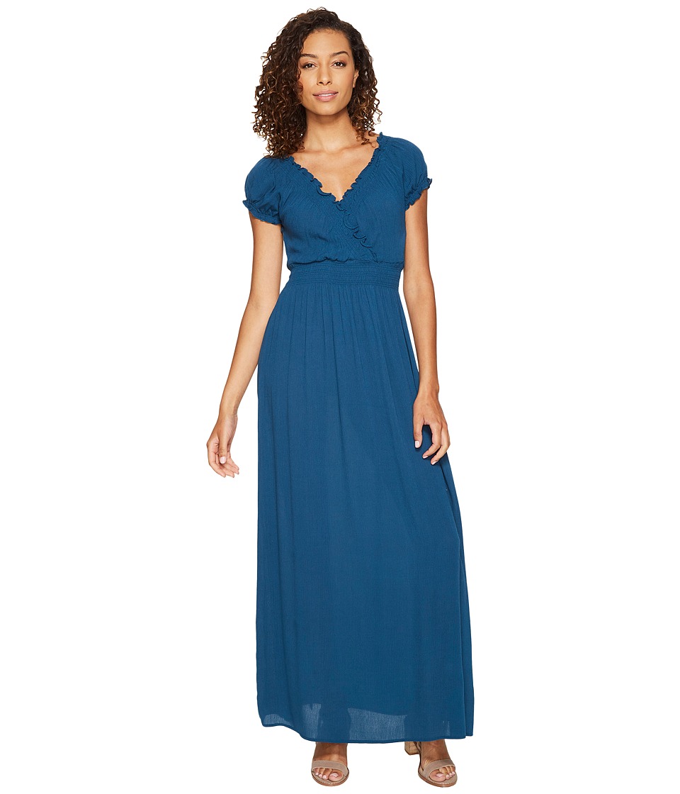 ROMEO & JULIET COUTURE Short Sleeve Sold Color Maxi Dress (Legion Blue) Women