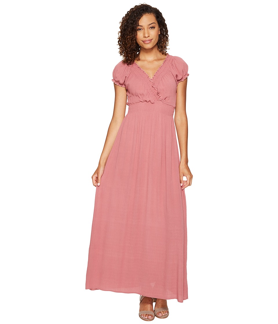 ROMEO & JULIET COUTURE Short Sleeve Sold Color Maxi Dress (Dusty Rose) Women