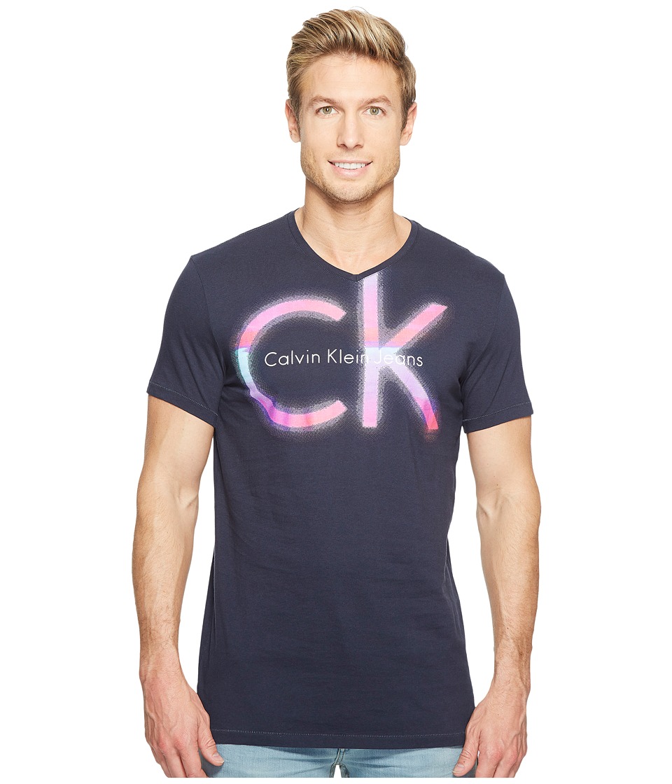 Calvin Klein Jeans Multi CK Short Sleeve Logo Tee (Parisian Night) Men