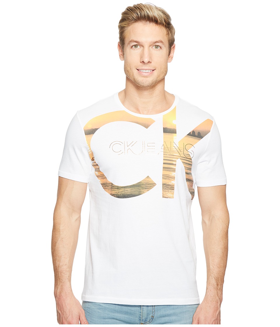 Calvin Klein Jeans Sunset Short Sleeve CK Logo Tee (Orange Marigold) Men
