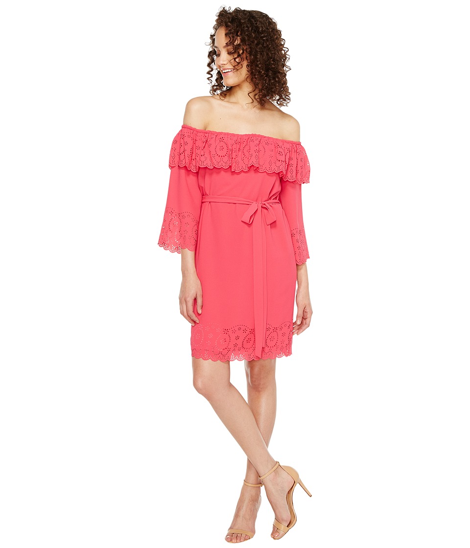 Tahari by ASL Floral Chiffon Faux-Wrap Dress (Magenta) Women