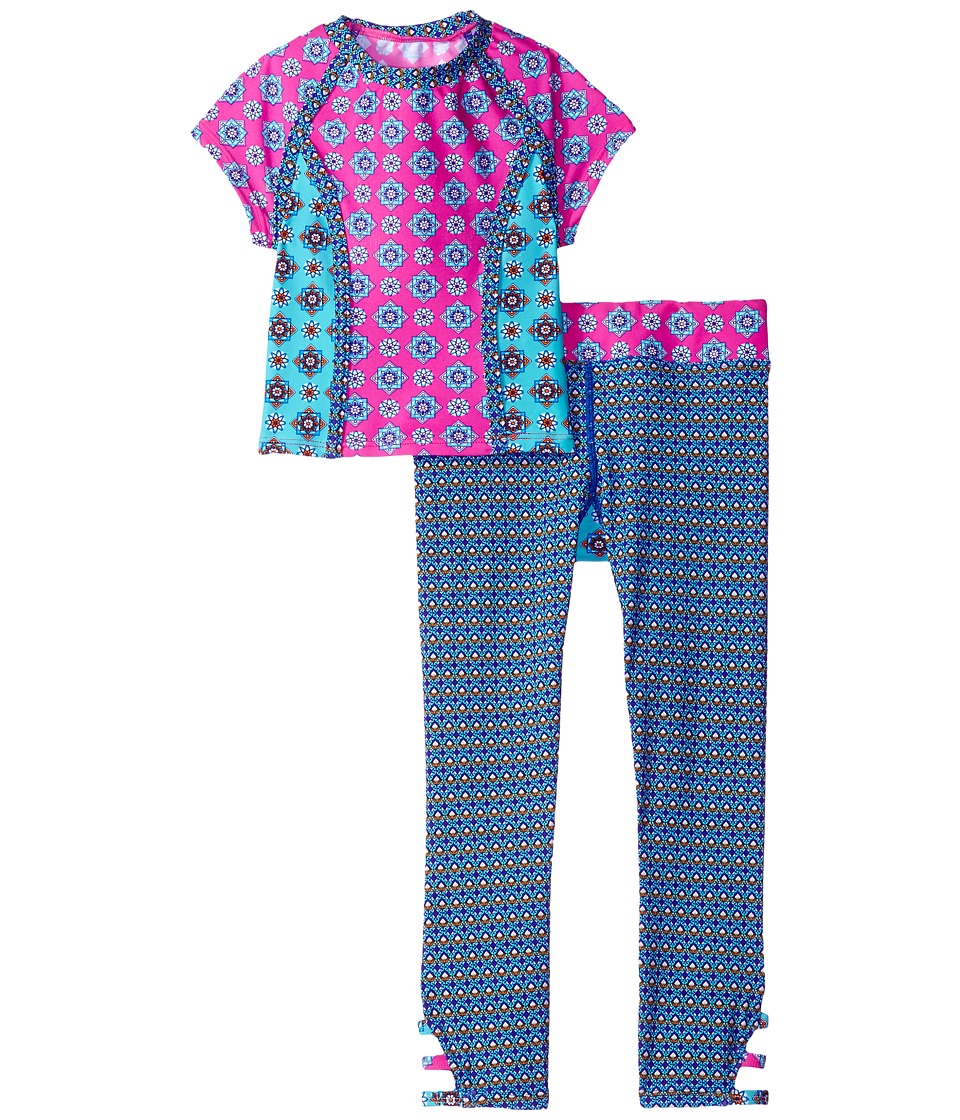 Hobie Kids Mix It Up Cropped Rashguard and Swim Pants (Big Kids) (Multi) Girl